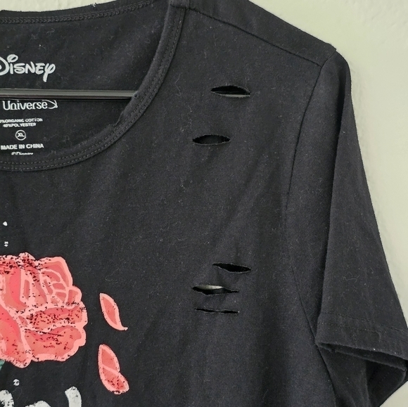 Disney Tee Shirt Women XL Black Beauty & The Beast Break The Spell Distressed - Picture 7 of 14